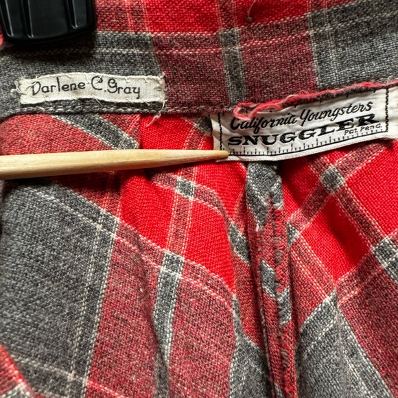 Vintage wool plaid skirt salmon and gray California Youngsters! Waist 26” - Picture 4 of 5